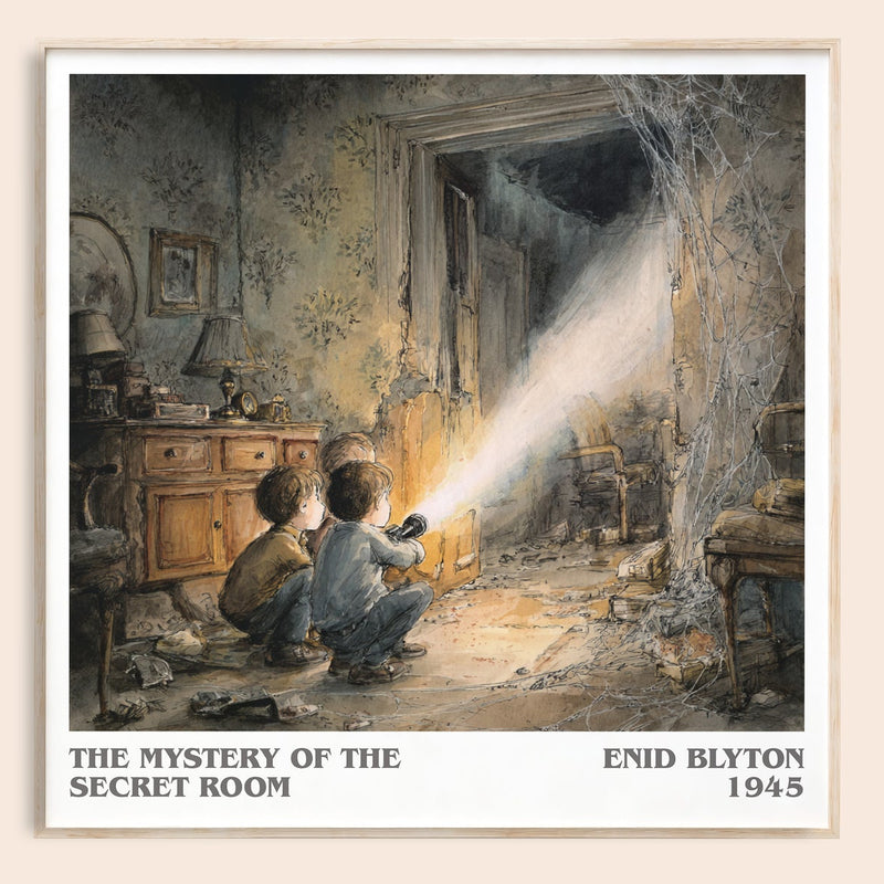 The mystery of the secret room literary book poster by Enid Blyton – framed literary art print