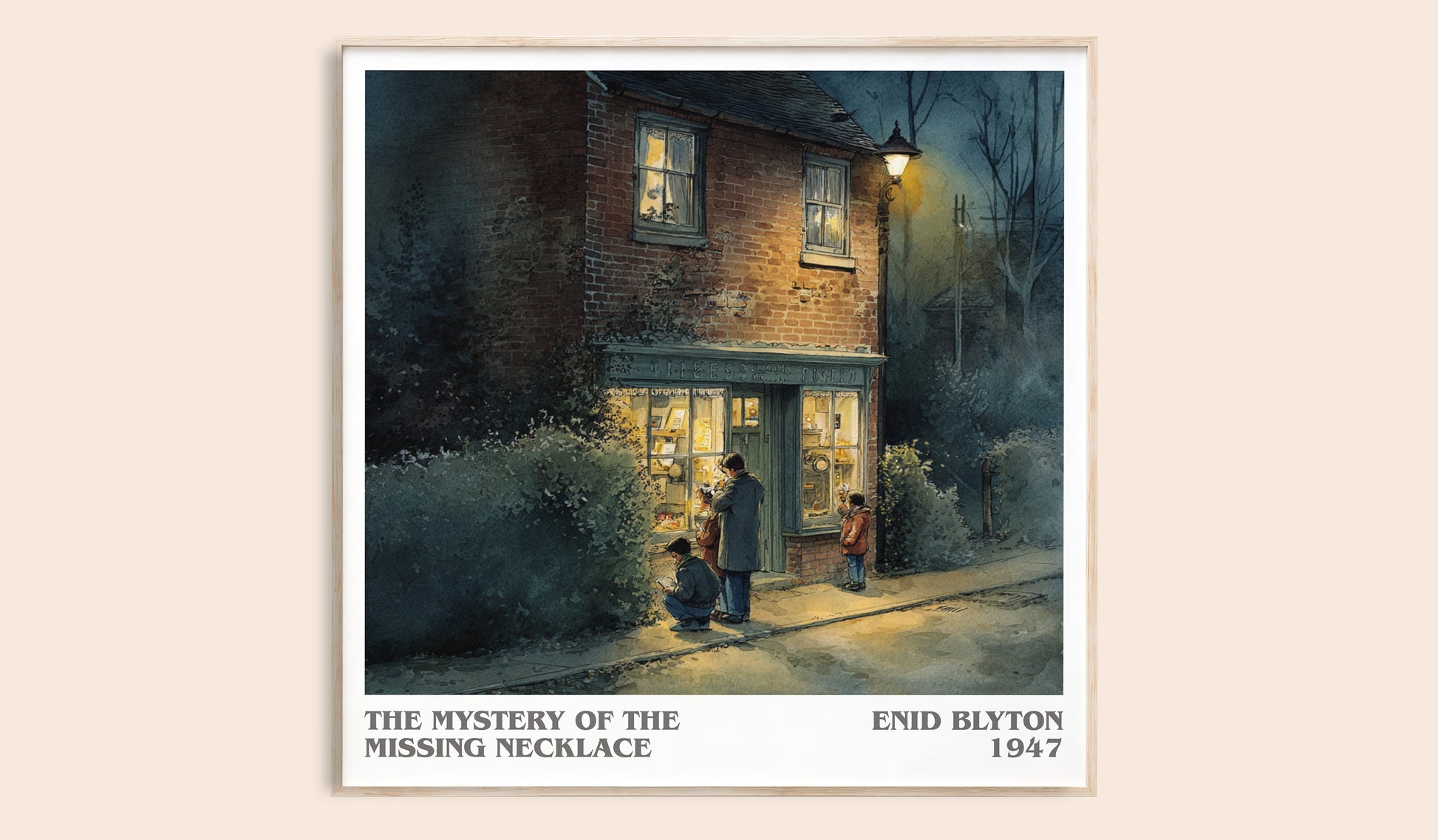 The Mystery Of The Missing Necklace literary book poster by Enid Blyton – framed literary art print