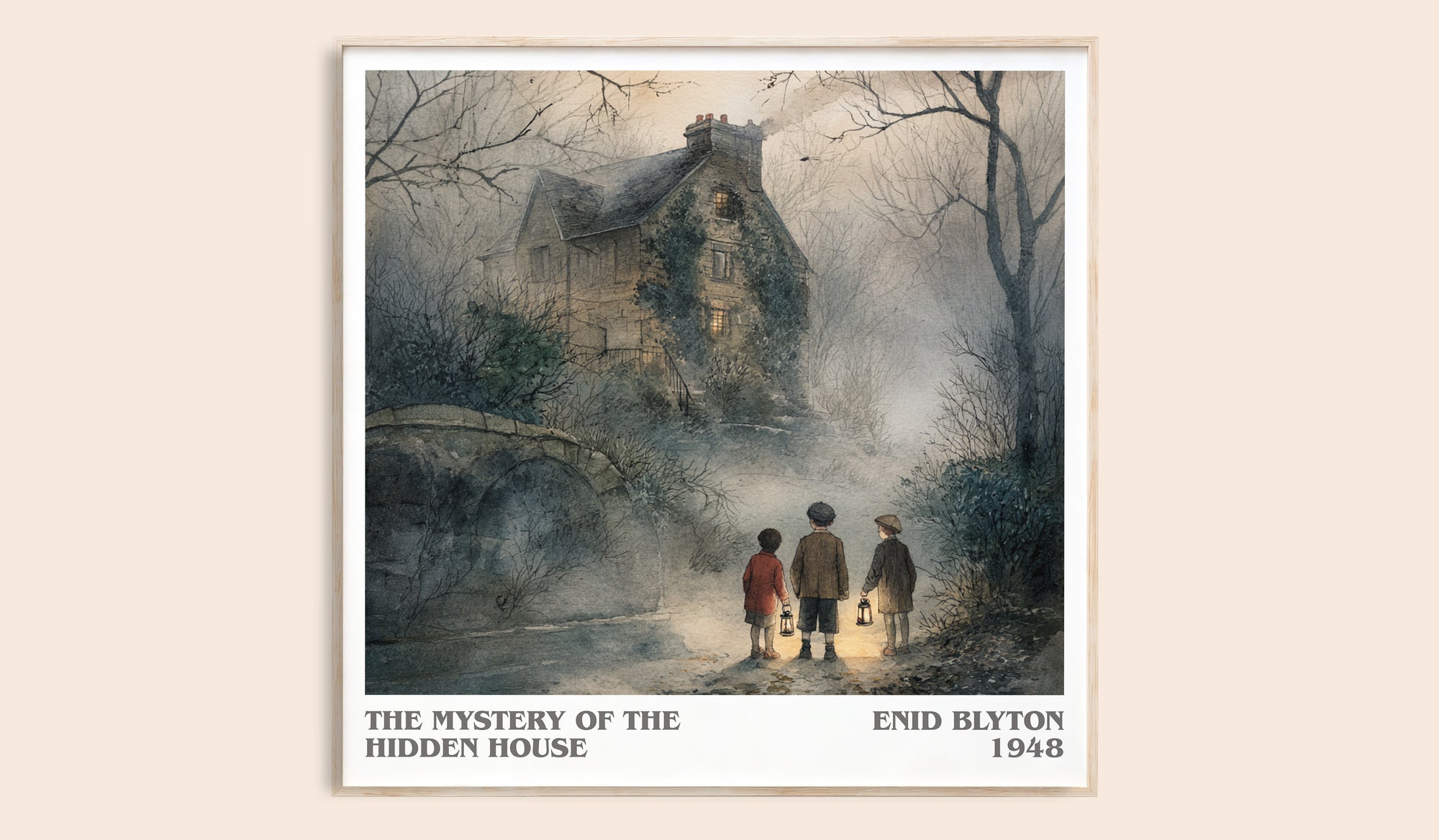 The Mystery Of The Hidden House literary book poster by Enid Blyton – framed literary art print
