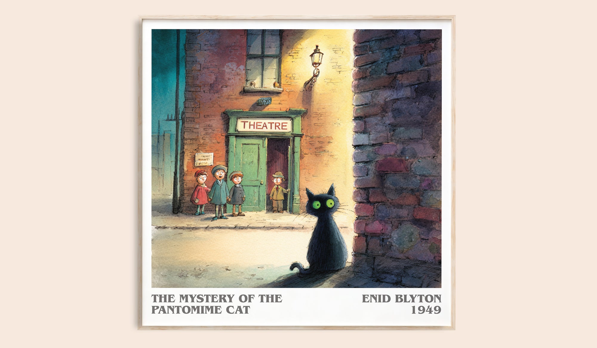 The Mystery of the Pantomime Cat literary book poster by Enid Blyton – framed literary art print