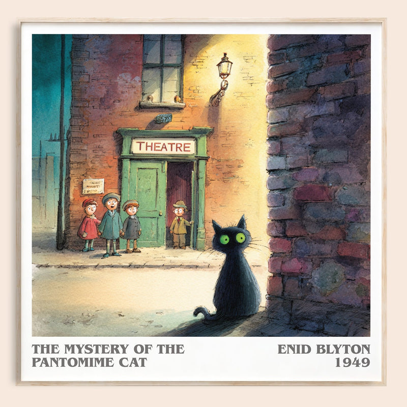 The Mystery of the Pantomime Cat literary book poster by Enid Blyton – framed literary art print