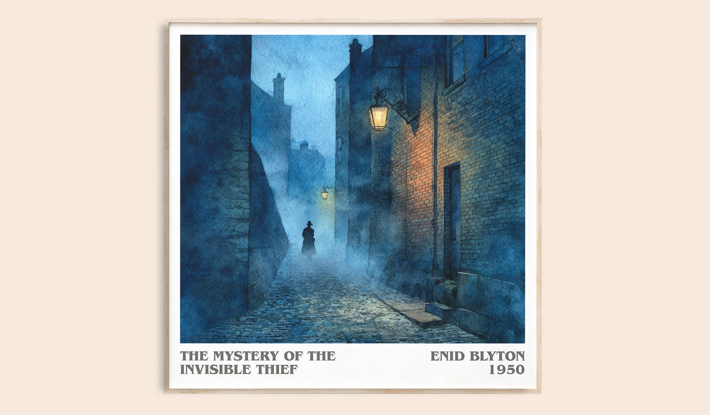 The Mystery of the Invisible Thief literary book poster by Enid Blyton – framed literary art print