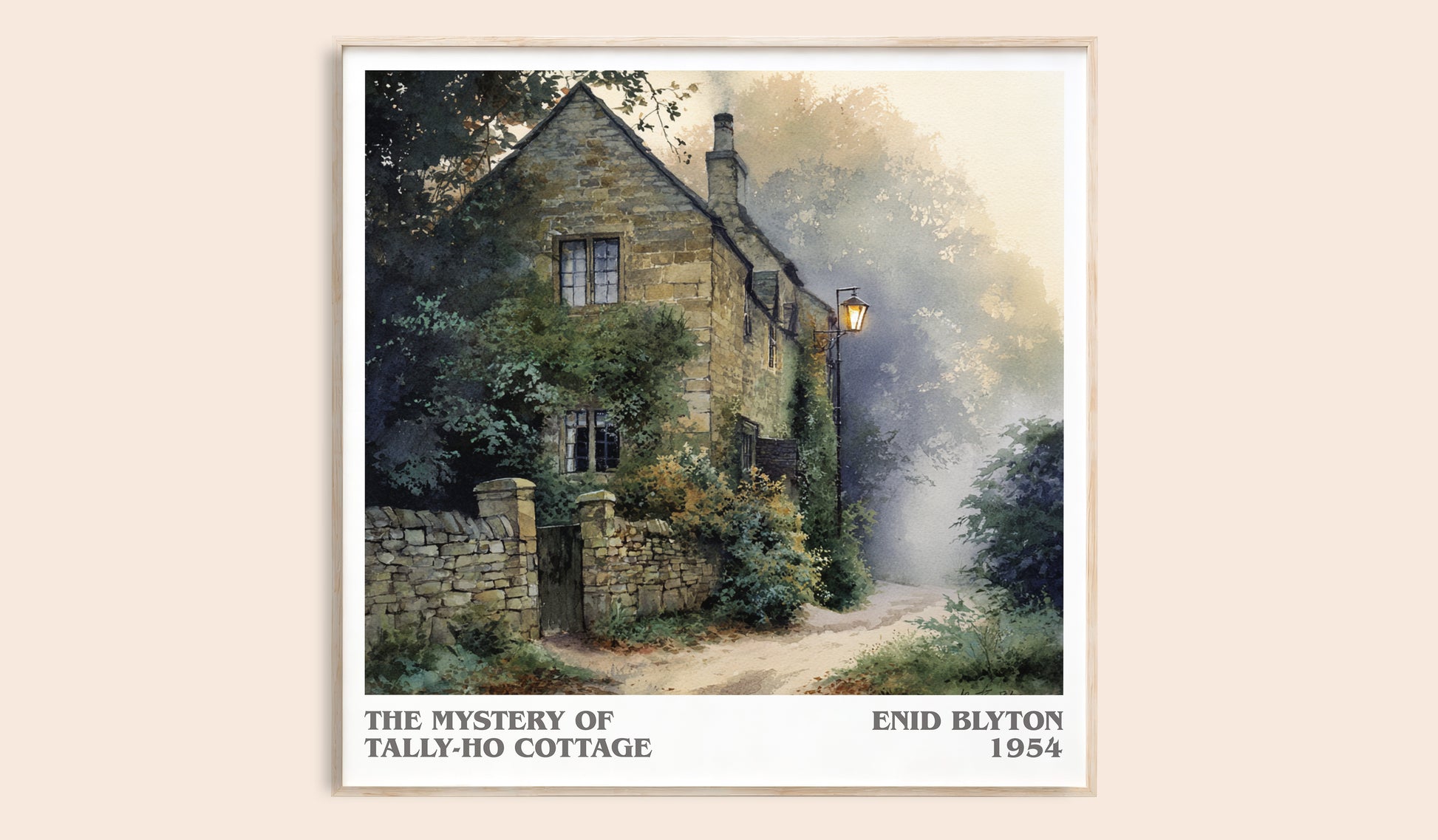 The Mystery of Tally-ho Cottage literary book poster by Enid Blyton – framed literary art print