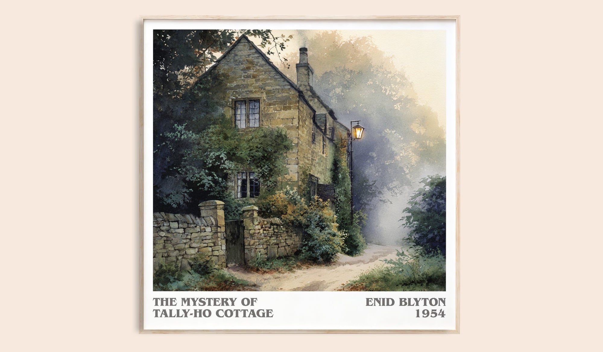 The Mystery of Tally-ho Cottage literary book poster by Enid Blyton – framed literary art print