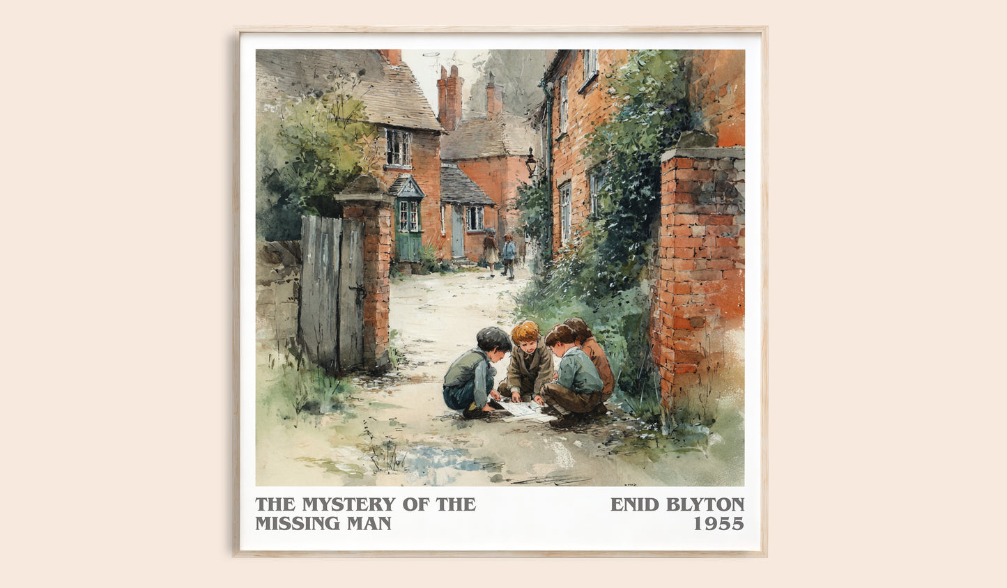 The Mystery Of The Missing Man literary book poster by Enid Blyton – framed literary art print
