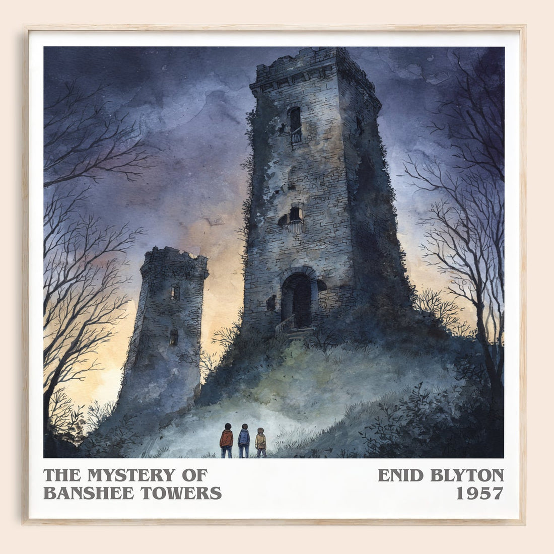 The Mystery Of Banshee Towers literary book poster by Enid Blyton – framed literary art print