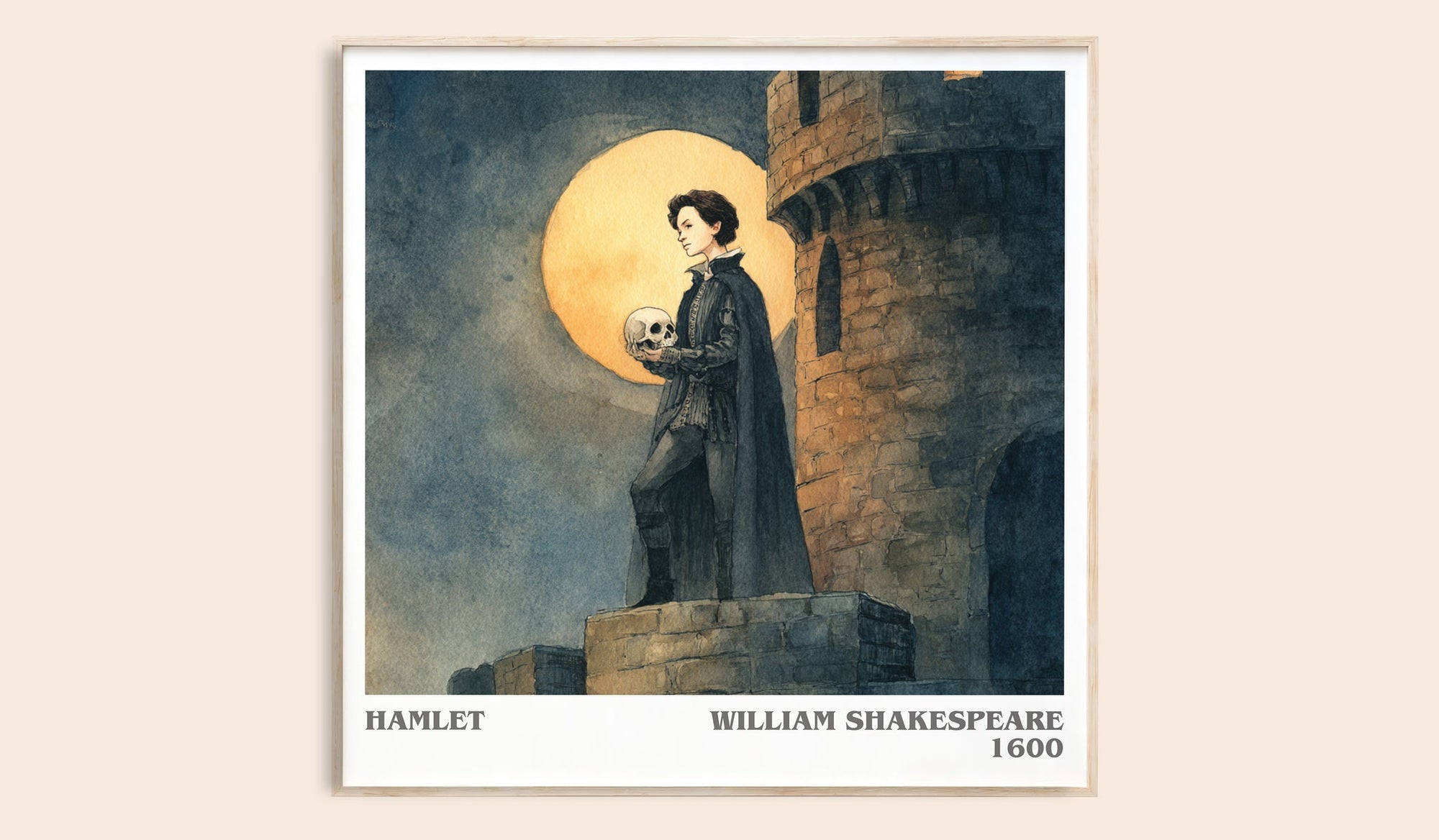 Hamlet literary book poster by William Shakespeare – framed literary art print