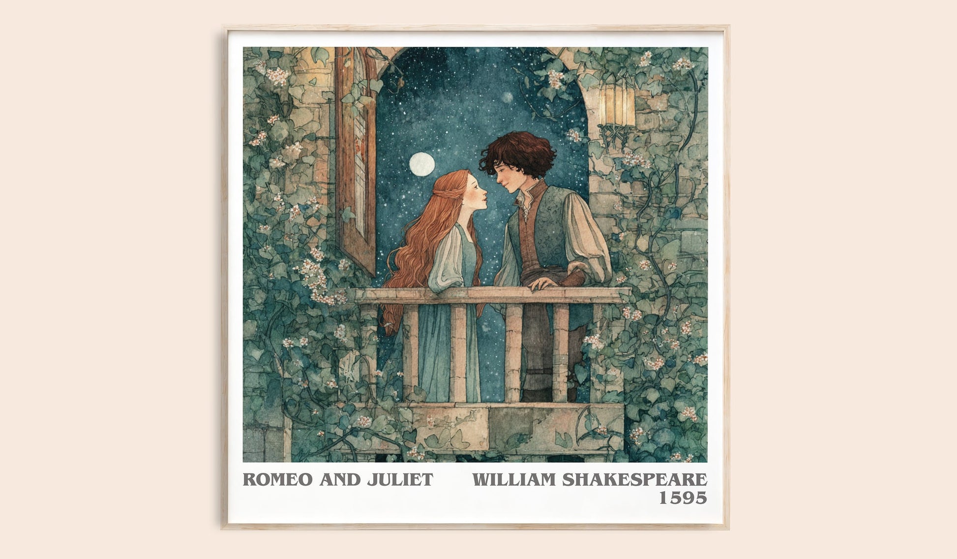 Romeo and Juliet literary book poster by William Shakespeare – framed literary art print