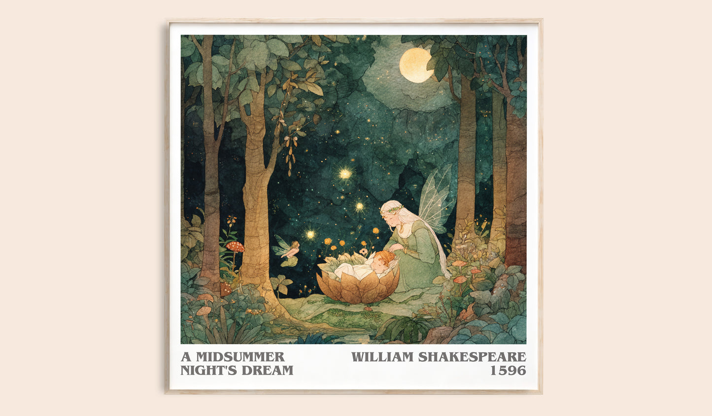 A Midsummer Night's Dream literary book poster by William Shakespeare – framed literary art print