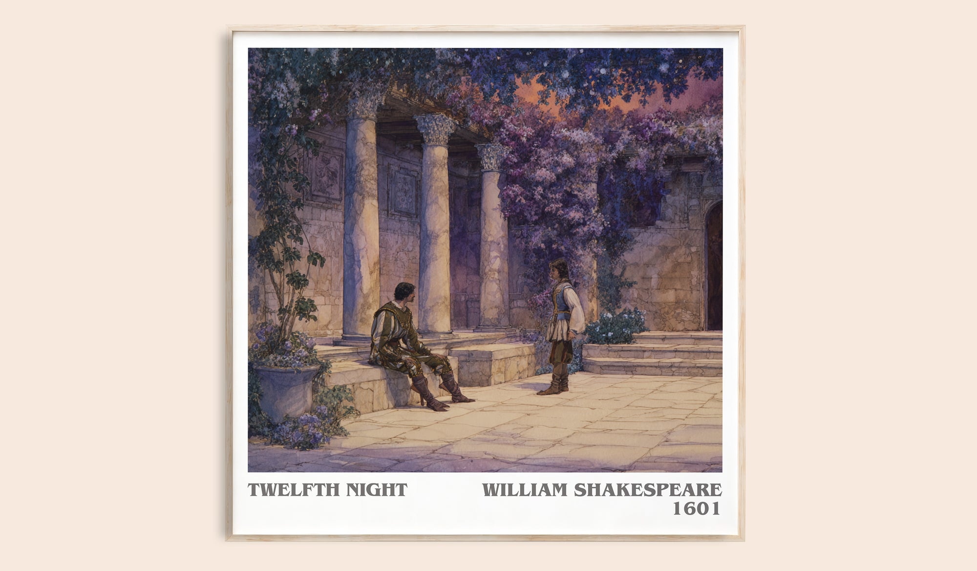 Twelfth Night literary book poster by William Shakespeare – framed literary art print