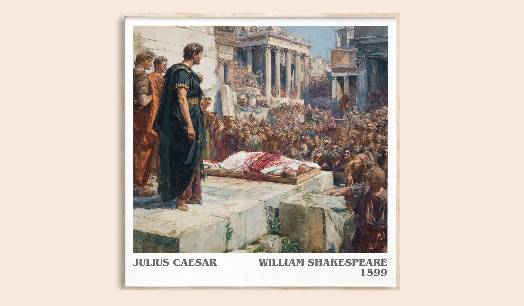 Julius Caesar literary book poster by William Shakespeare – framed literary art print