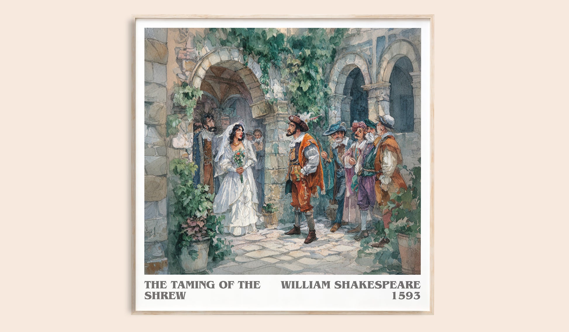 The Taming of the Shrew literary book poster by William Shakespeare – framed literary art print