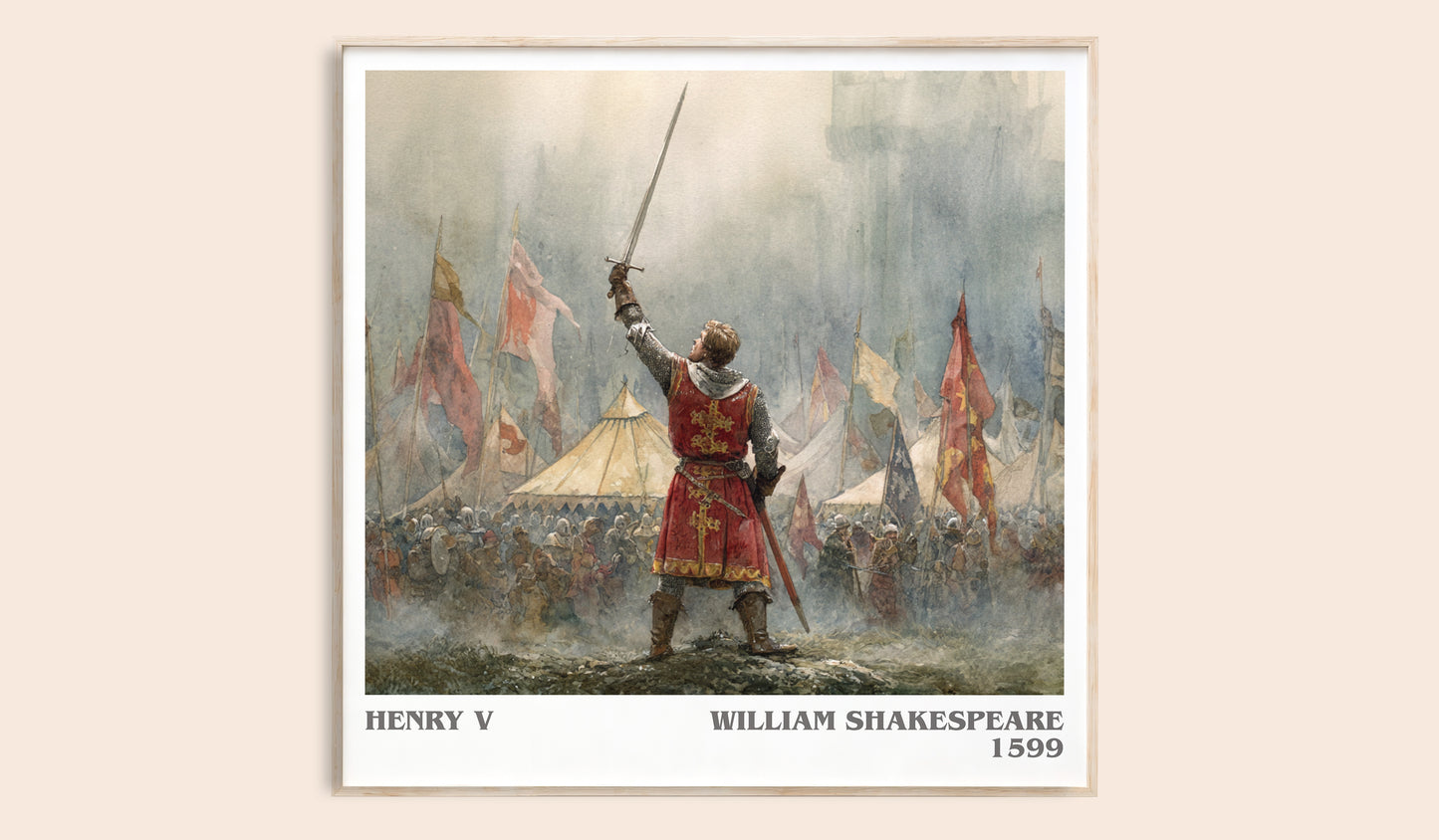 Henry V literary book poster by William Shakespeare – framed literary art print