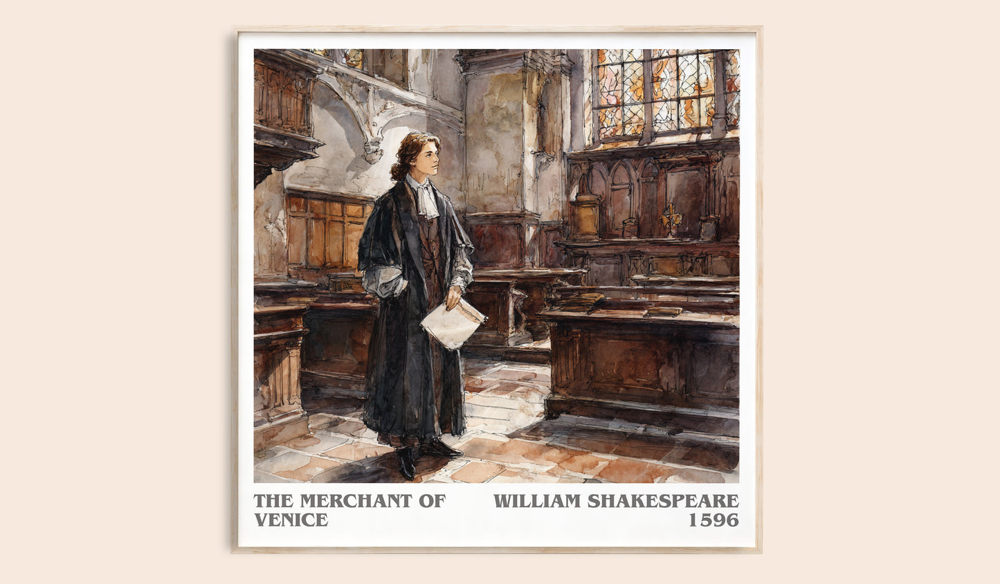 The Merchant of Venice literary book poster by William Shakespeare – framed literary art print
