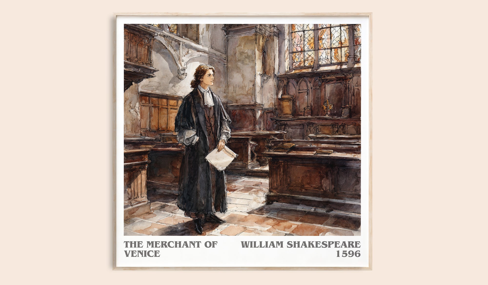 The Merchant of Venice literary book poster by William Shakespeare – framed literary art print