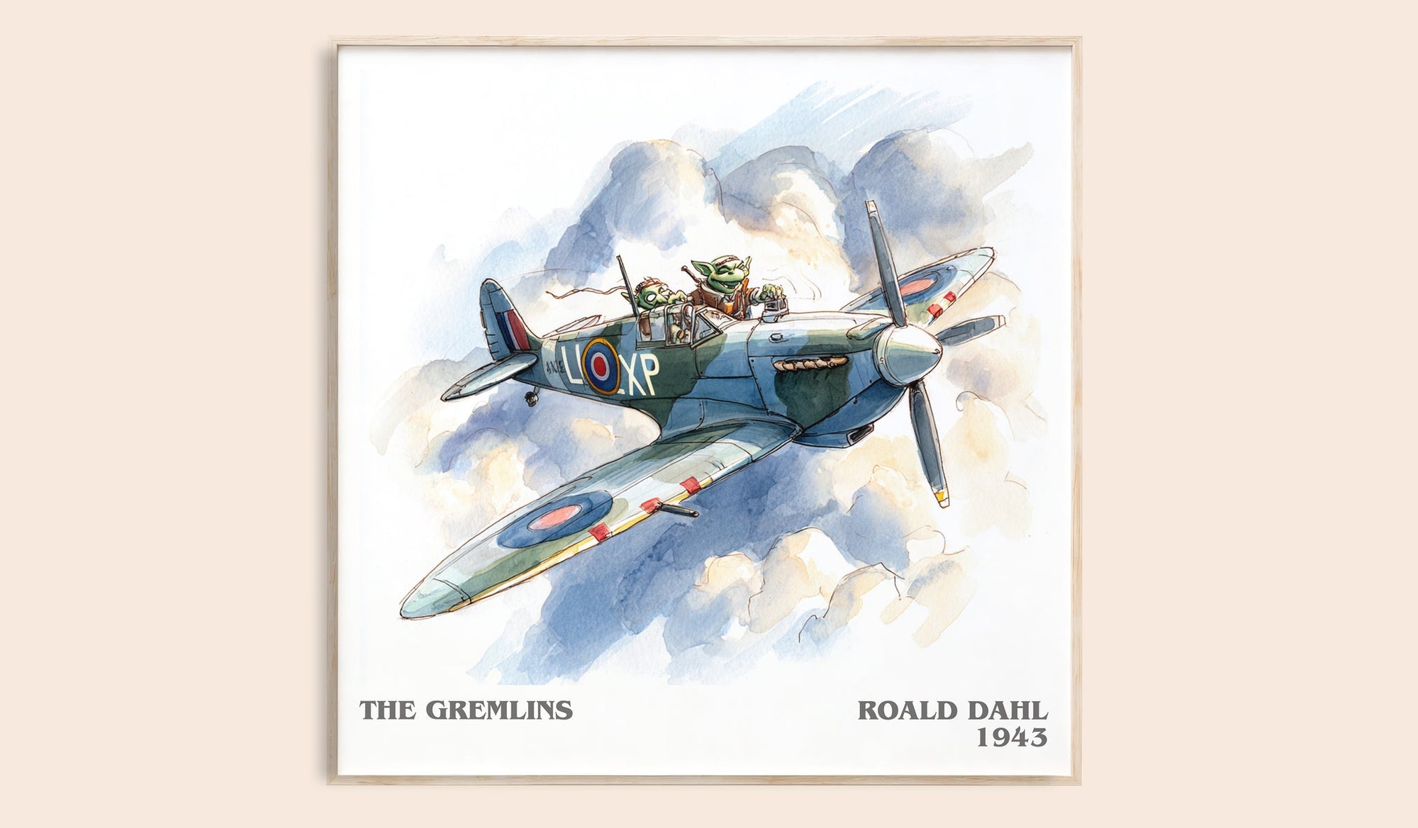 The Gremlins literary book poster by Roald Dahl – framed literary art print