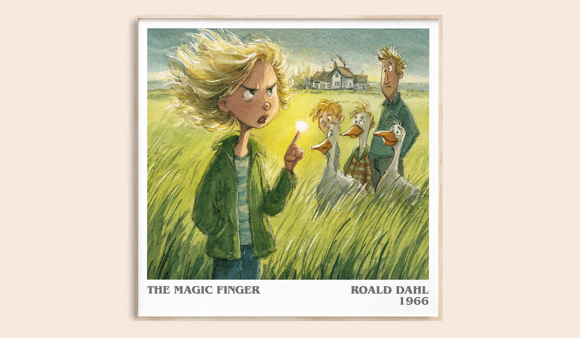 The Magic Finger literary book poster by Roald Dahl – framed literary art print