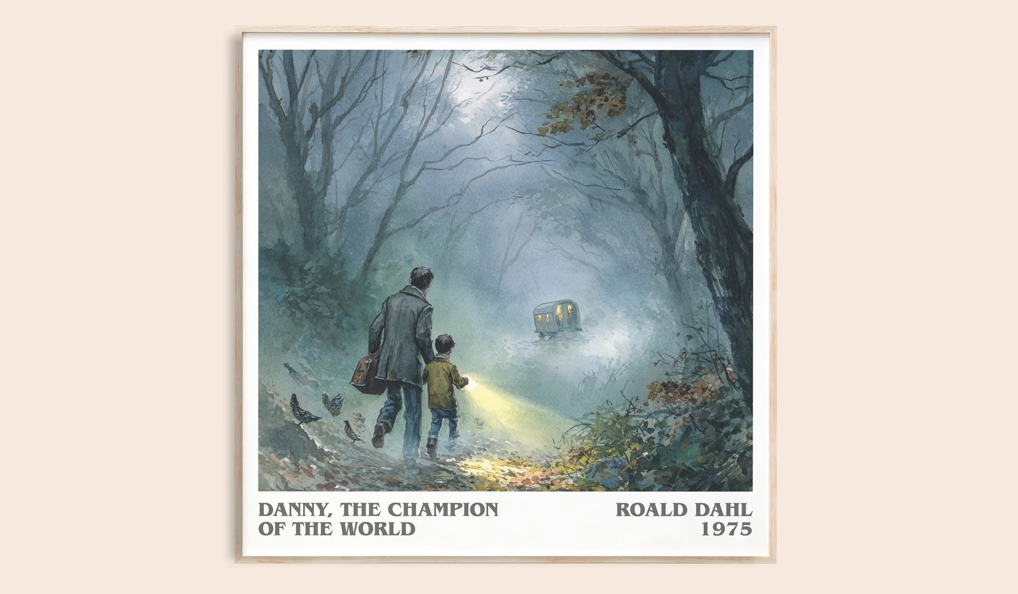 Danny, The Champion Of The World literary book poster by Roald Dahl – framed literary art print