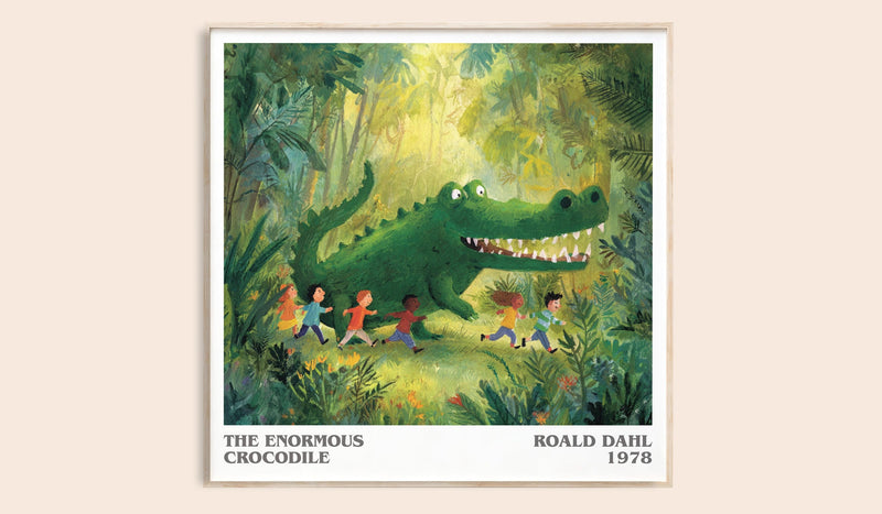 The Enormous Crocodile literary book poster by Roald Dahl – framed literary art print