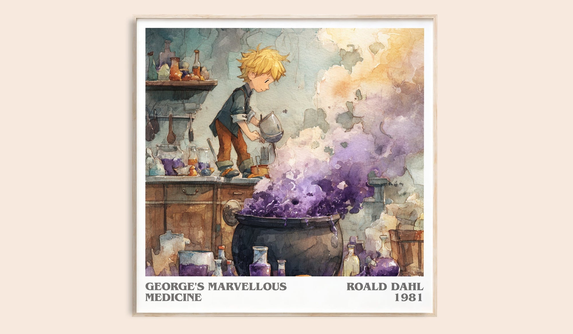George's Marvellous Medicine literary book poster by Roald Dahl – framed literary art print