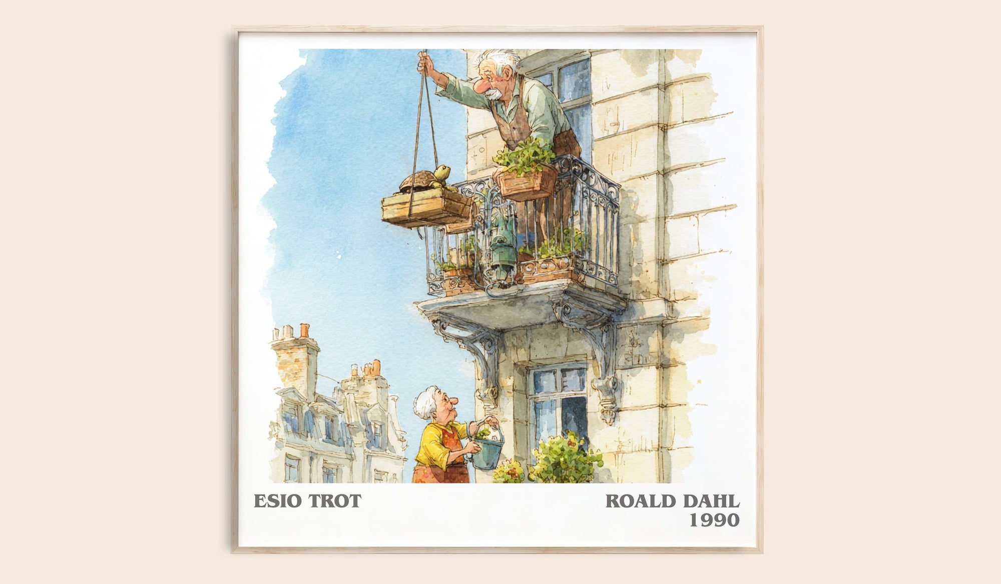 Esio Trot literary book poster by Roald Dahl – framed literary art print