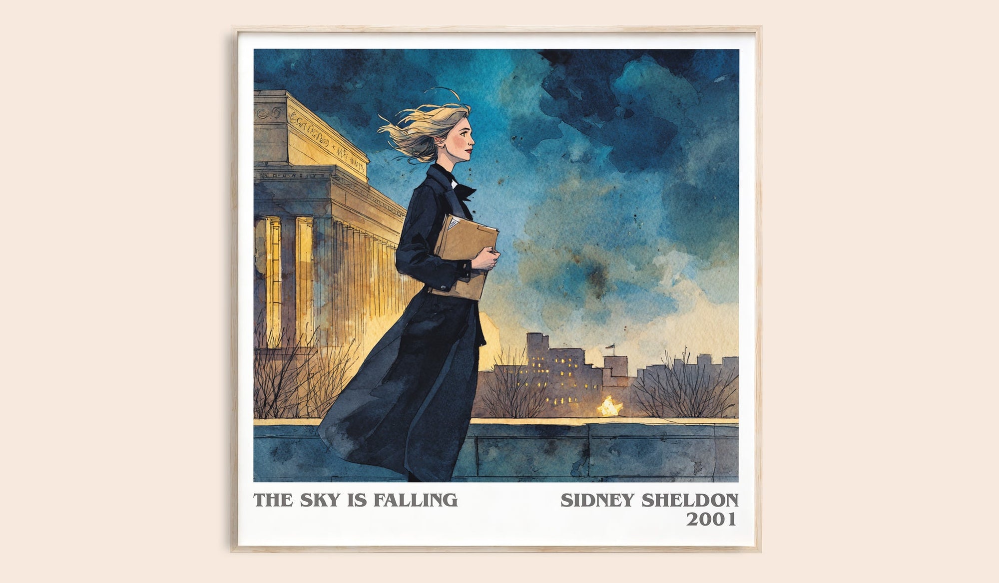 The Sky Is Falling literary book poster by Sidney Sheldon – framed literary art print