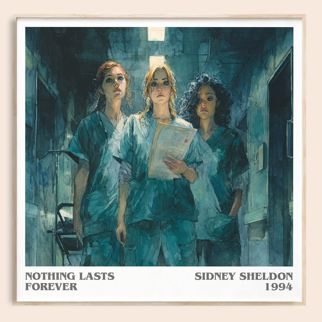 Nothing Lasts Forever literary book poster by Sidney Sheldon – framed literary art print