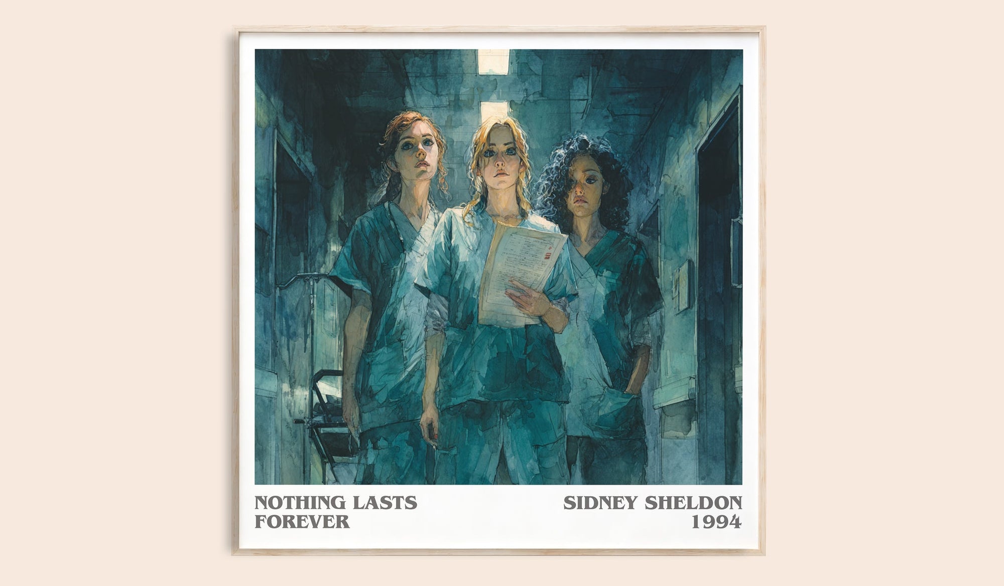 Nothing Lasts Forever literary book poster by Sidney Sheldon – framed literary art print
