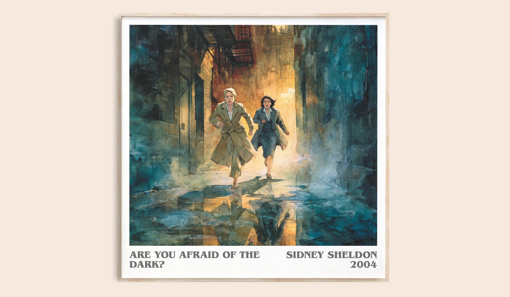 Are You Afraid of the Dark? literary book poster by Sidney Sheldon – framed literary art print