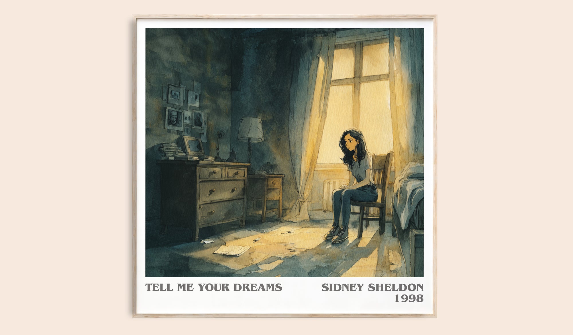 Tell Me Your Dreams literary book poster by Sidney Sheldon – framed literary art print
