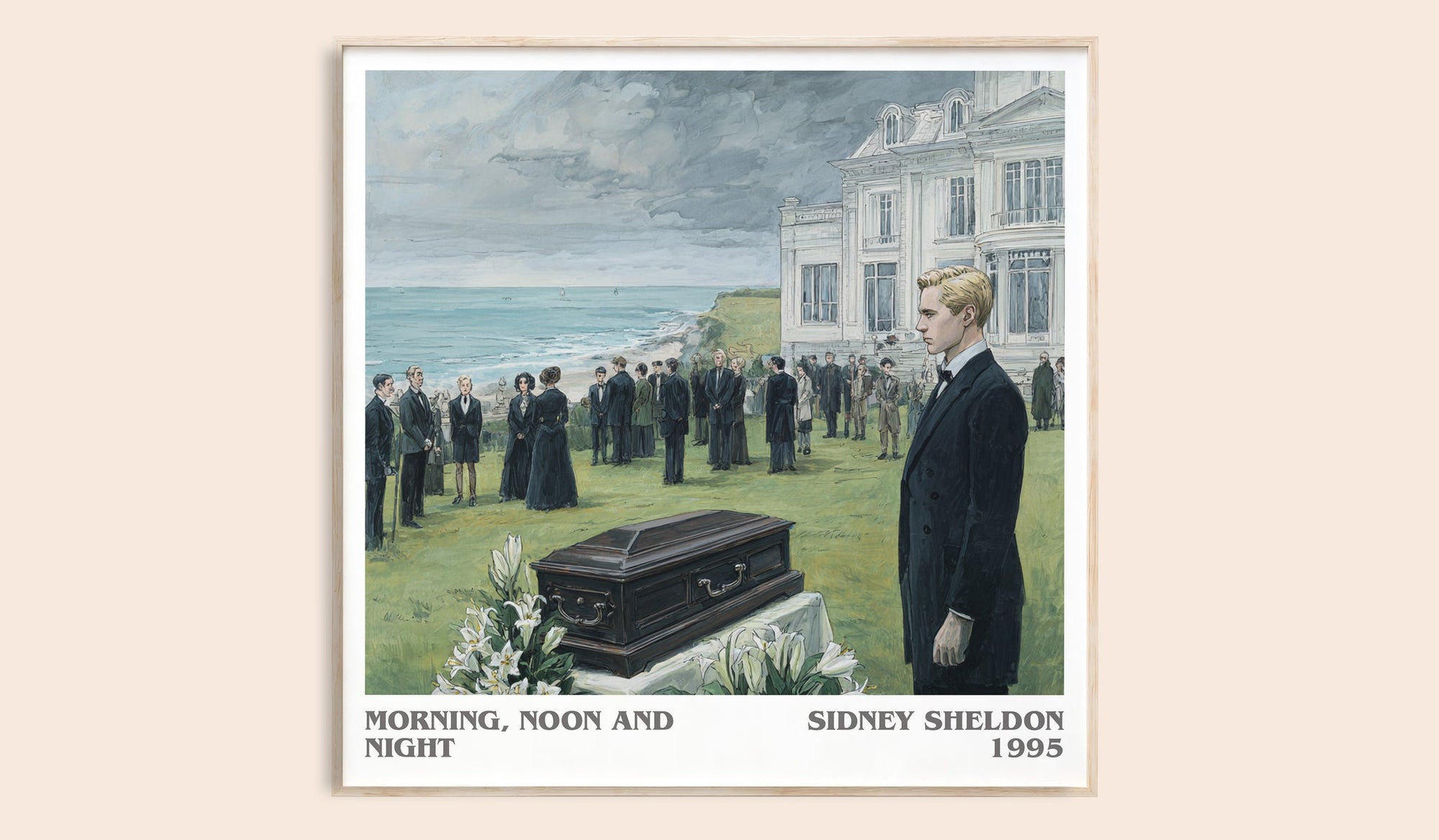 Morning, Noon and Night literary book poster by Sidney Sheldon – framed literary art print