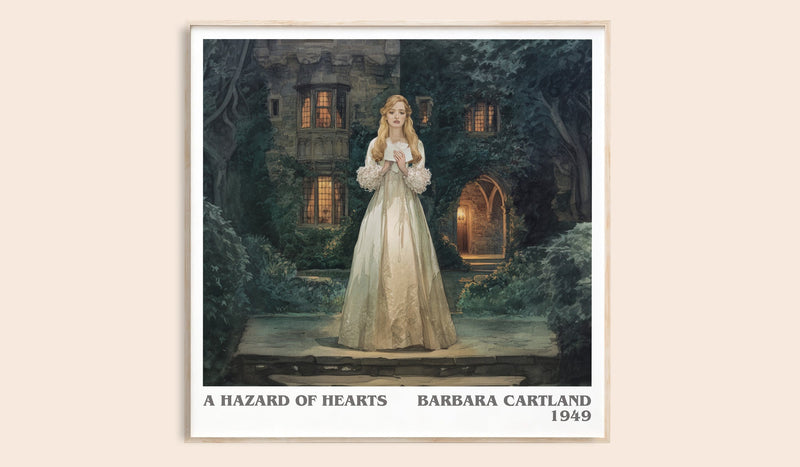 A Hazard of Hearts literary book poster by Barbara Cartland – framed literary art print