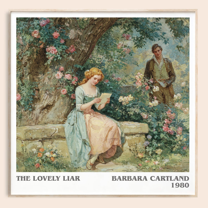 The Lovely Liar literary book poster by Barbara Cartland – framed literary art print