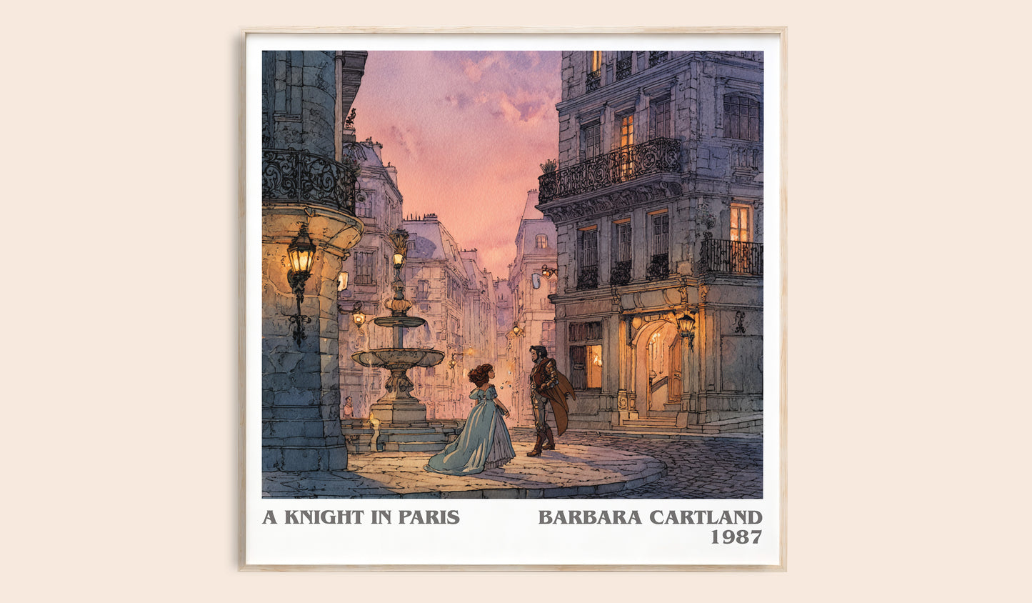 A Knight in Paris literary book poster by Barbara Cartland – framed literary art print
