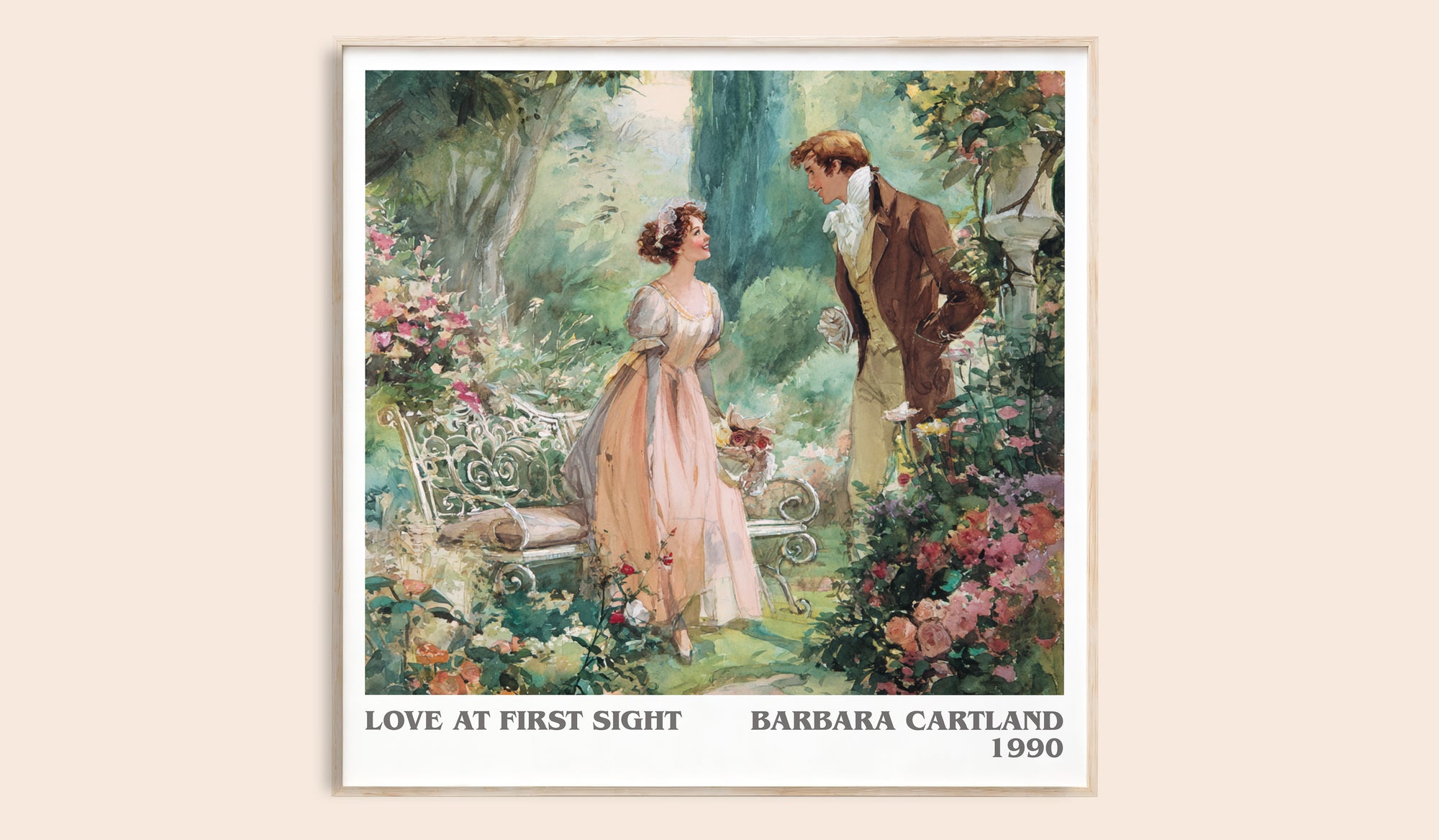 Love at First Sight literary book poster by Barbara Cartland – framed literary art print