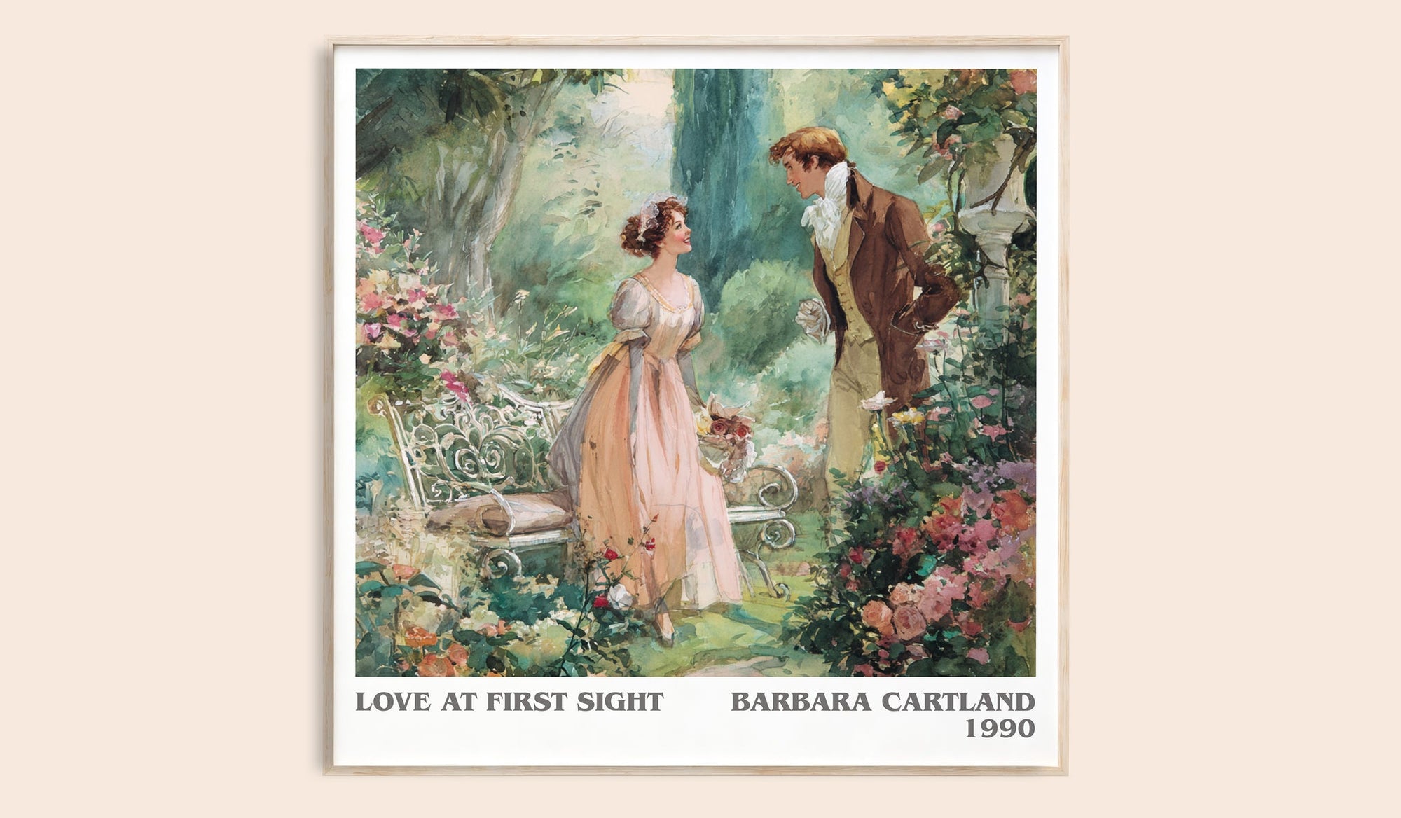 Love at First Sight literary book poster by Barbara Cartland – framed literary art print
