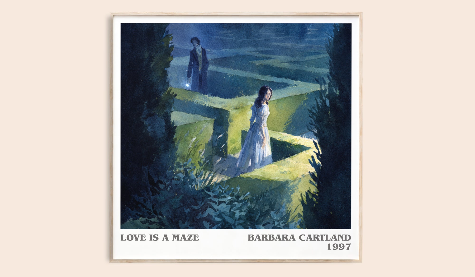 Love Is a Maze literary book poster by Barbara Cartland. – framed literary art print