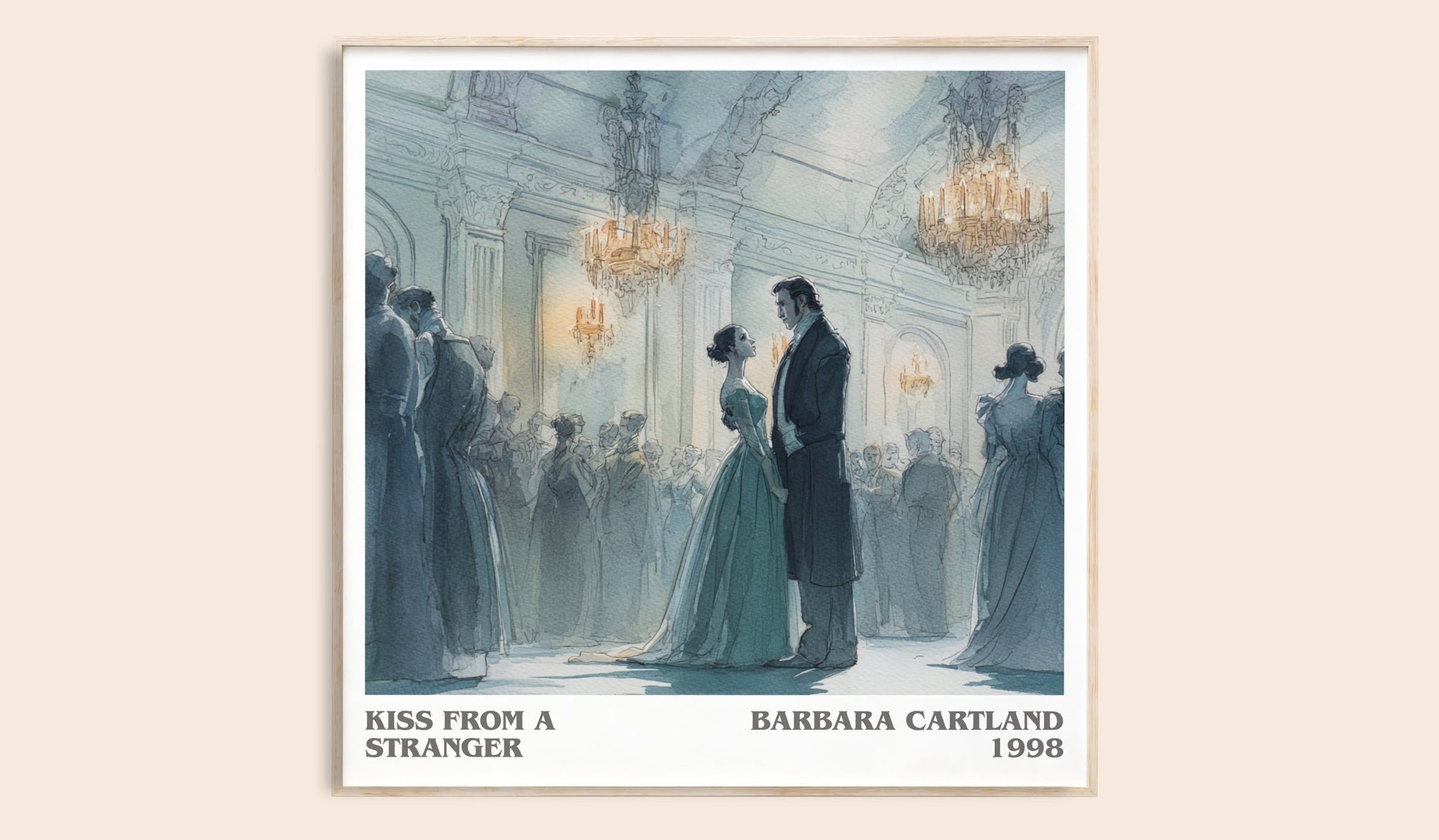 Kiss from a Stranger literary book poster by Barbara Cartland – framed literary art print