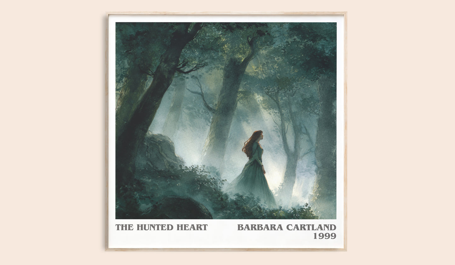 The Hunted Heart literary book poster by BARBARA. CARTLAND – framed literary art print