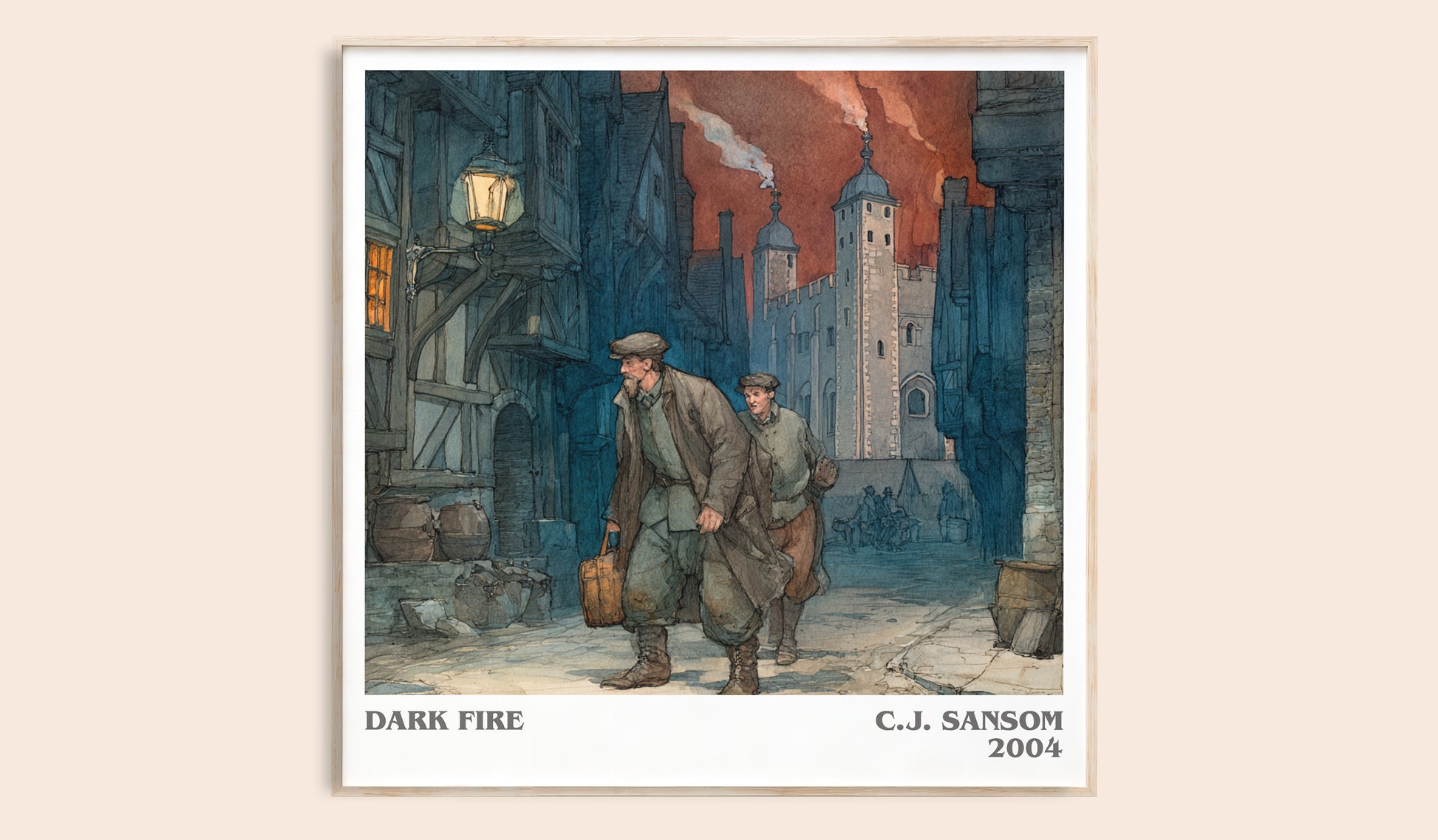 Dark Fire literary book poster by C.J. Sansom – framed literary art print