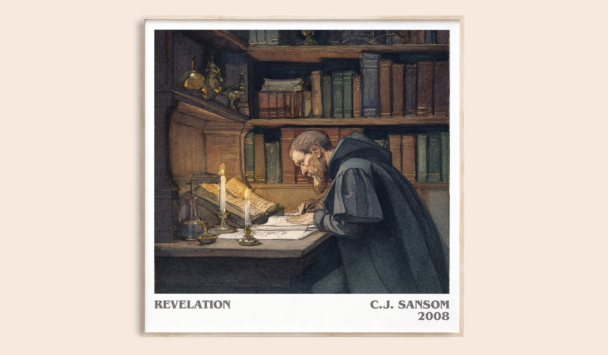 Revelation literary book poster by C.J. Sansom – framed literary art print