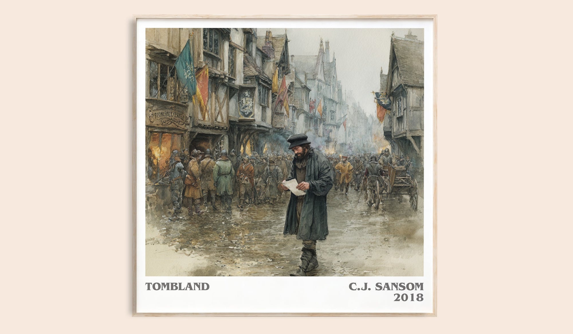 Tombland literary book poster by C.J. Sansom – framed literary art print