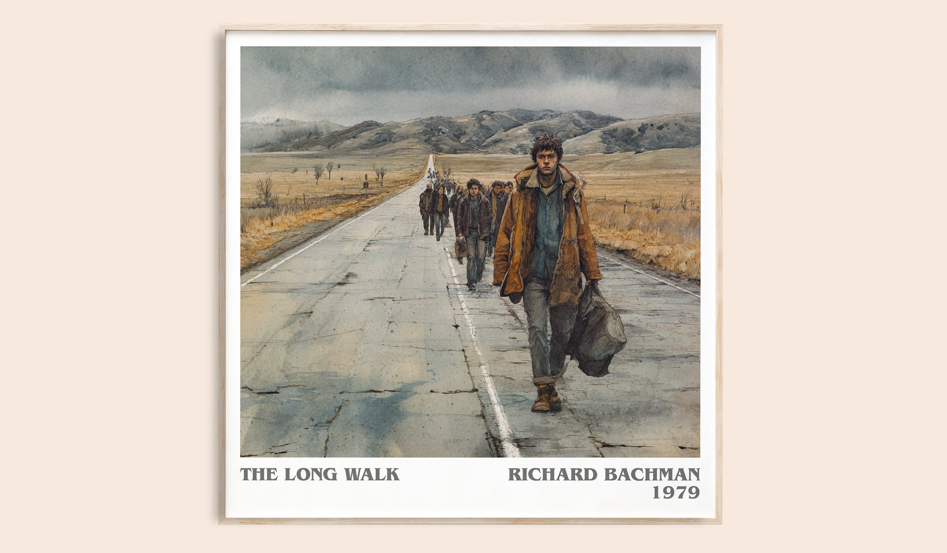 The Long Walk literary book poster by Richard Bachman – framed literary art print