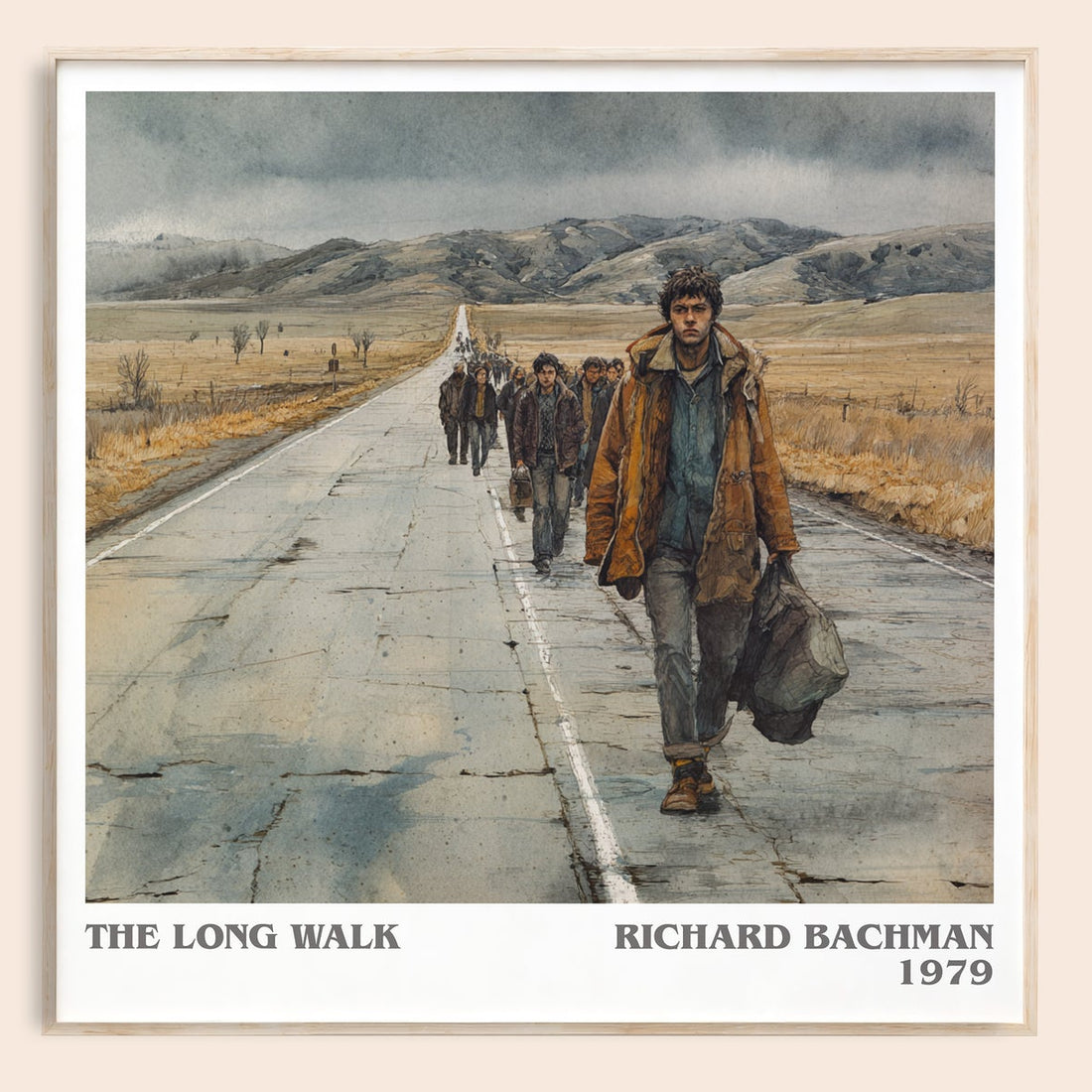 The Long Walk literary book poster by Richard Bachman – framed literary art print