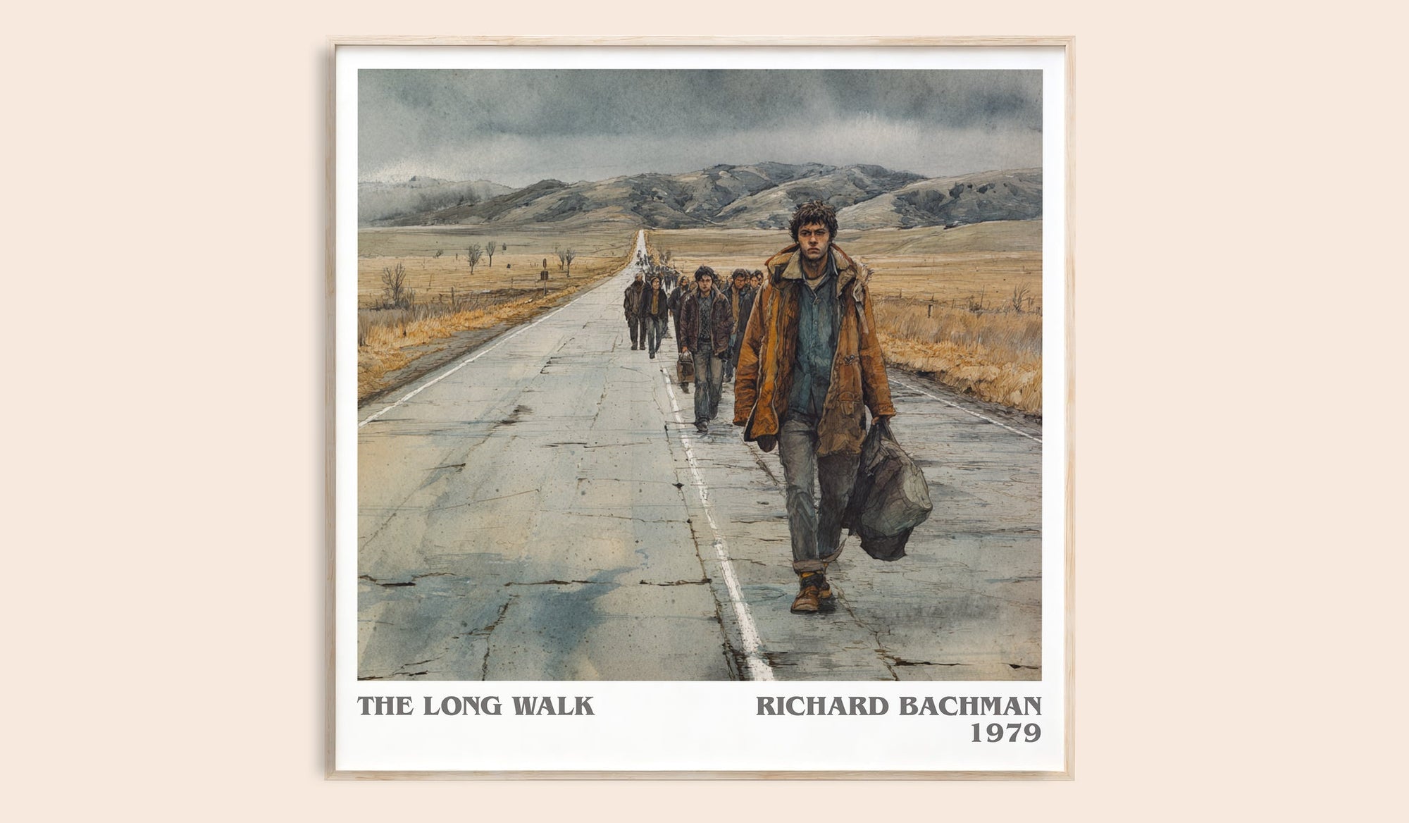 The Long Walk literary book poster by Richard Bachman – framed literary art print