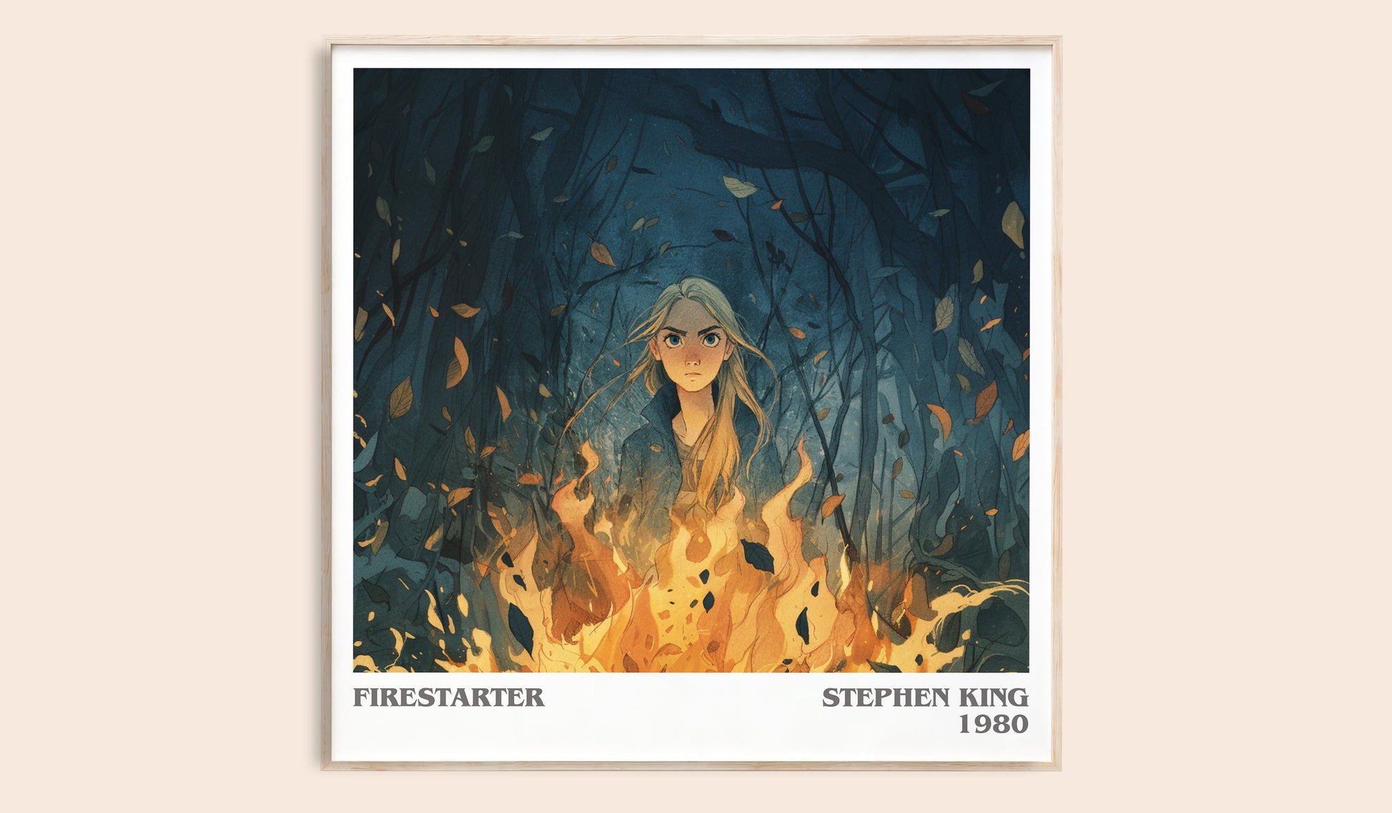 Firestarter literary book poster by Stephen King – framed literary art print
