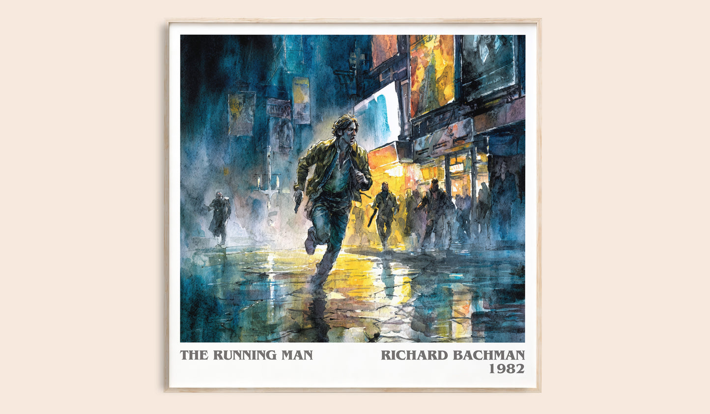 The Running Man literary book poster by Richard Bachman – framed literary art print
