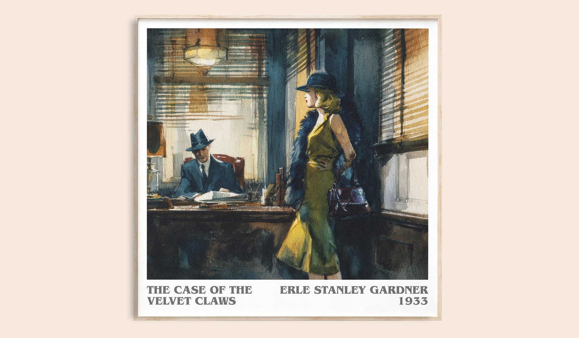 The Case of the Velvet Claws literary book poster by Erle Stanley Gardner – framed literary art print