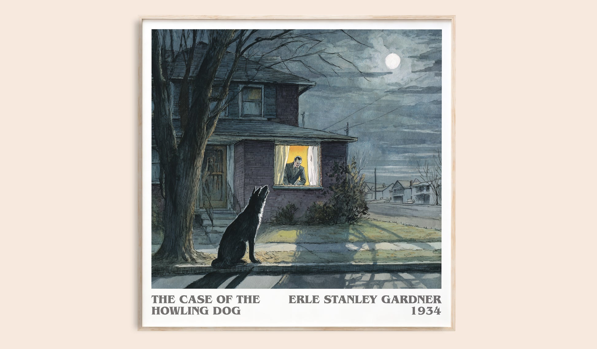 The Case of the Howling Dog literary book poster by Erle Stanley Gardner – framed literary art print