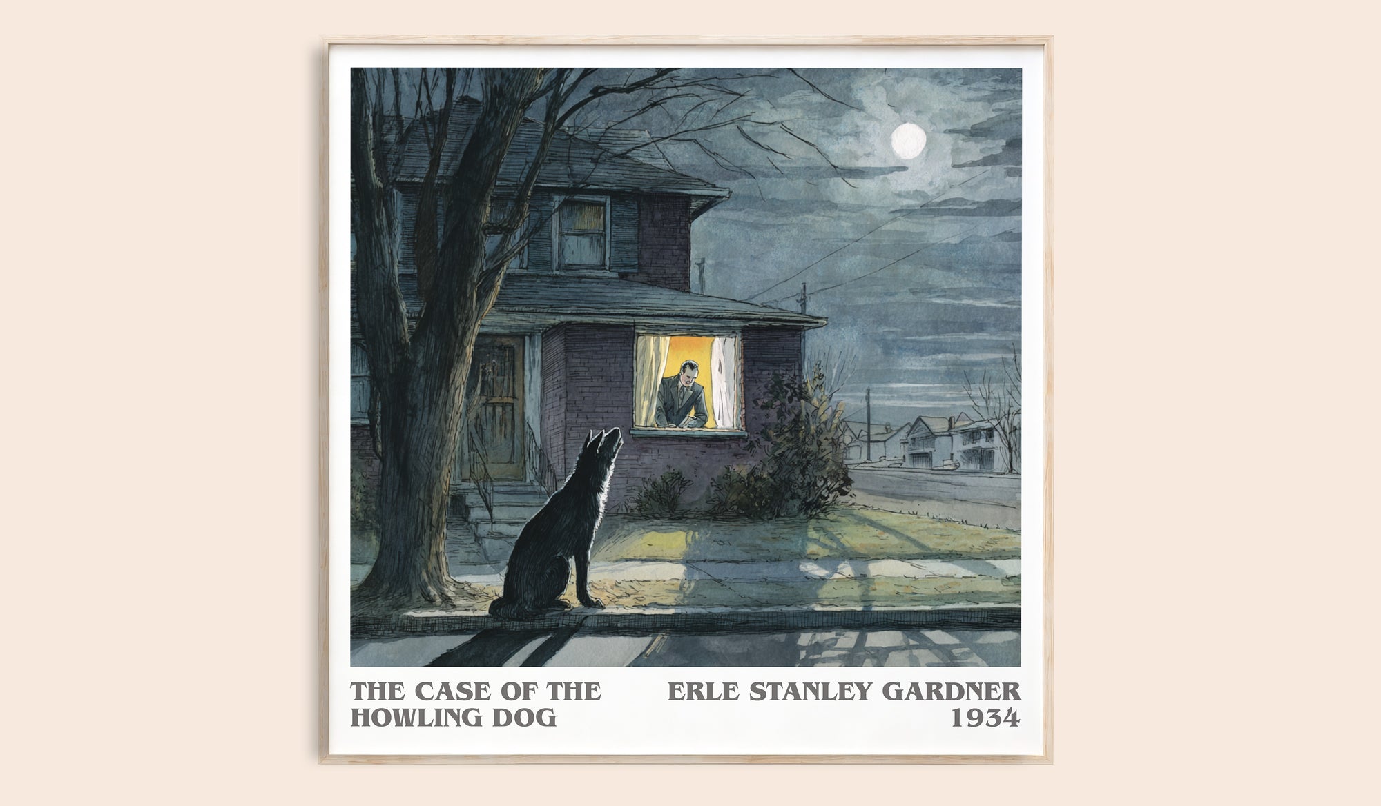 The Case of the Howling Dog literary book poster by Erle Stanley Gardner – framed literary art print